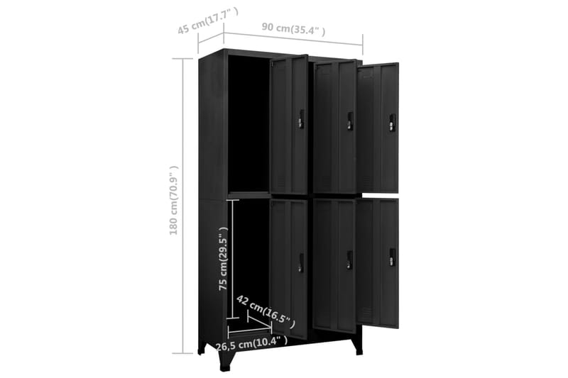 Pukukaappi antrasiitti 90x45x180 cm teräs - Antrasiitti - Säilytys - Kaappi - Säilytyskaappi