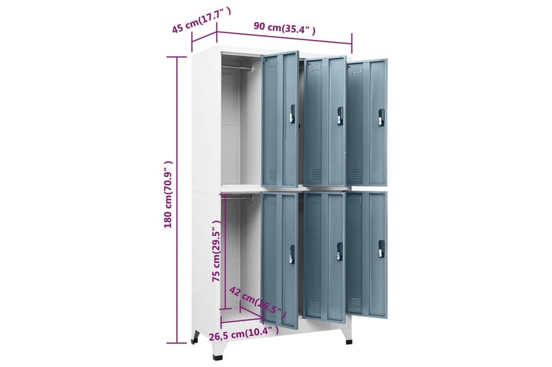 Pukukaappi vaalean- ja tummanharmaa 90x45x180 cm teräs - Harmaa - Säilytyskaappi - Pukukaappi