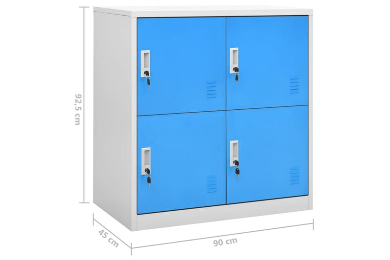 Pukukaappi vaaleanharmaa ja sininen 90x45x92,5 cm teräs - Harmaa - Säilytyskaappi - Pukukaappi