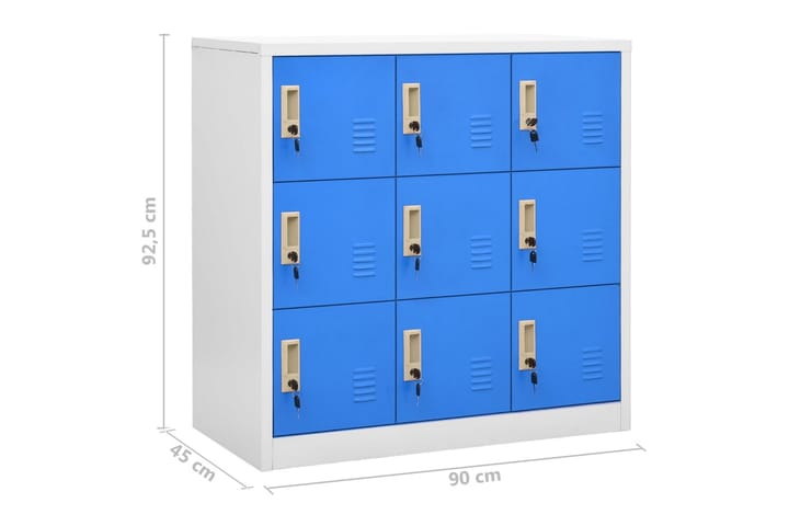 Pukukaappi vaaleanharmaa ja sininen 90x45x92,5 cm teräs - Säilytyskaappi - Pukukaappi