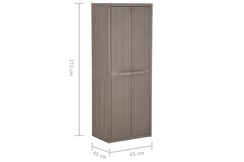Puutarhan varastokaappi ruskea 65x45x172 cm PP - Ruskea - Säilytys - Kaappi - Säilytyskaappi