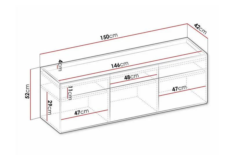 Rathmore Highboard Ljusgrå - Säilytys - Kaappi - Säilytyskaappi