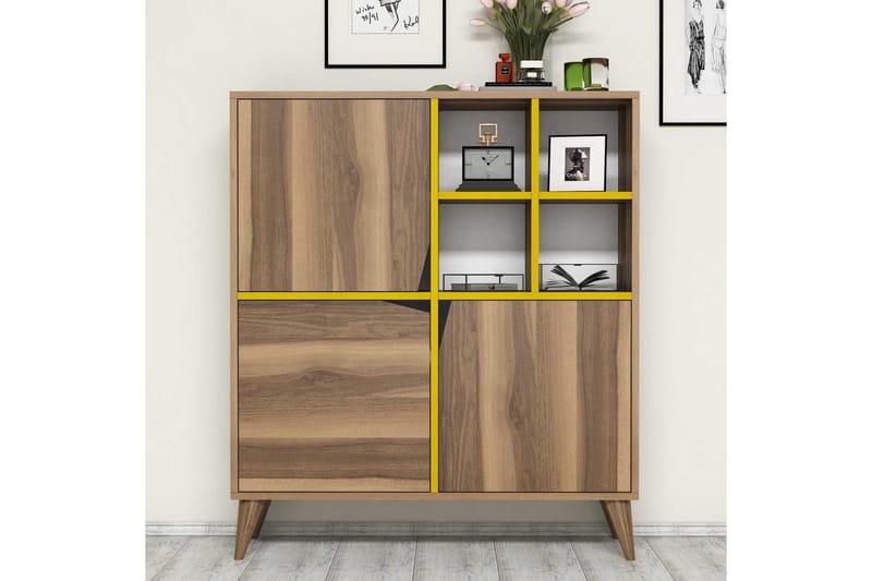 Säilytyskaappi Amtorp 100 cm - Ruskea/Keltainen - Säilytys - Kaappi - Säilytyskaappi