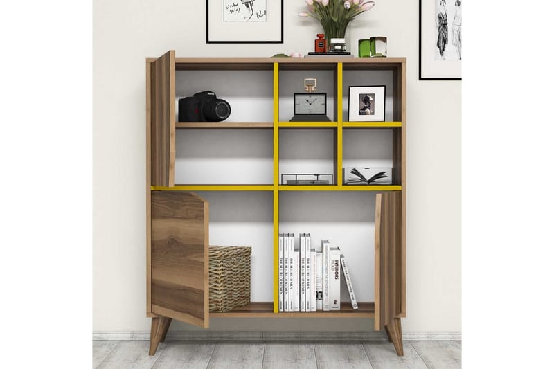 Säilytyskaappi Amtorp 100 cm - Ruskea/Keltainen - Säilytys - Kaappi - Säilytyskaappi