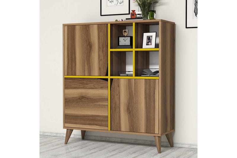 Säilytyskaappi Amtorp 100 cm - Ruskea/Keltainen - Säilytys - Kaappi - Säilytyskaappi