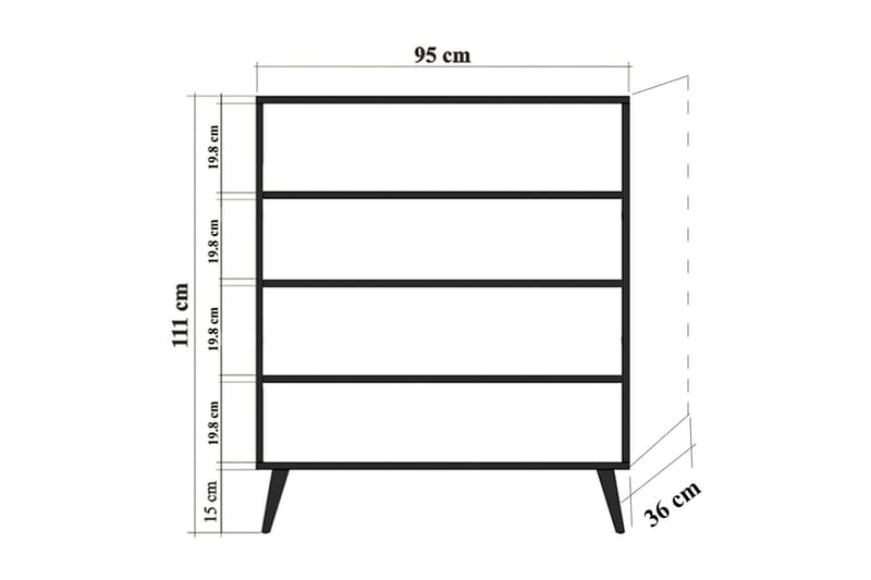 Säilytyskaappi Gillberga 111 cm - Musta/Ruskea - Säilytyskaappi