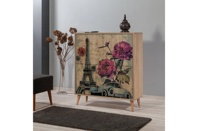 Säilytyskaappi Gillberga 111 cm - Ruskea/Monivärinen - Säilytys - Kaappi - Säilytyskaappi