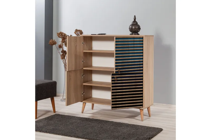 Säilytyskaappi Gillberga 111 cm - Ruskea/Sininen - Säilytys - Kaappi - Säilytyskaappi