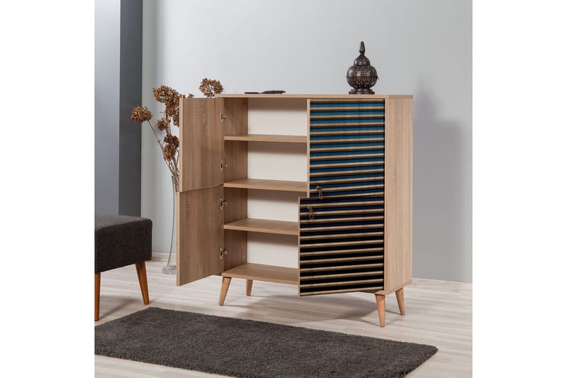 Säilytyskaappi Gillberga 111 cm - Ruskea/Sininen - Säilytys - Kaappi - Säilytyskaappi