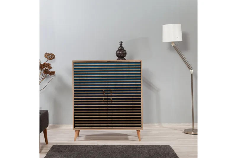 Säilytyskaappi Gillberga 111 cm - Ruskea/Sininen - Säilytys - Kaappi - Säilytyskaappi