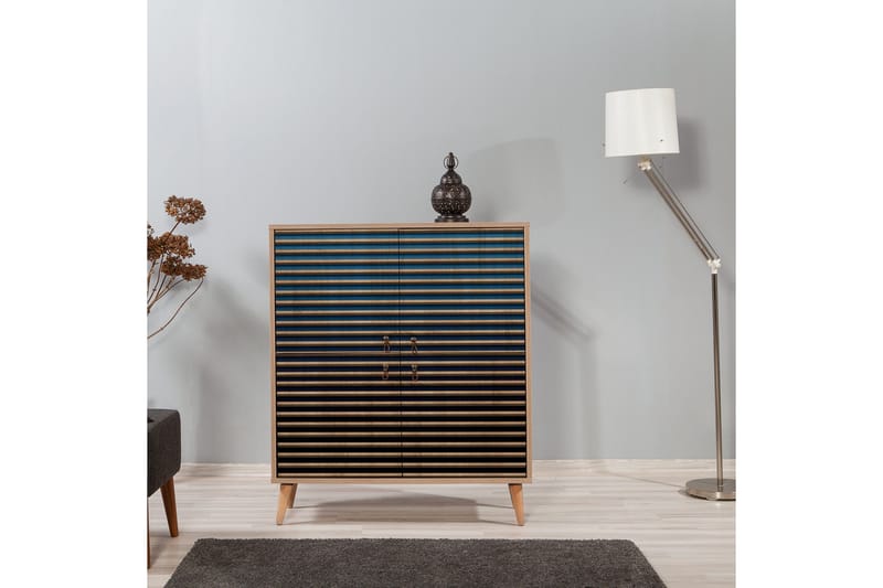 Säilytyskaappi Gillberga 111 cm - Ruskea/Sininen - Säilytys - Kaappi - Säilytyskaappi