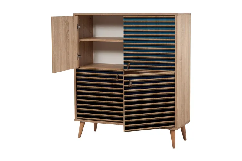 Säilytyskaappi Gillberga 111 cm - Ruskea/Sininen - Säilytys - Kaappi - Säilytyskaappi