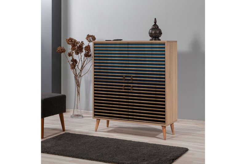 S äilytyskaappi Gillberga 111 cm - Ruskea/Sininen - Säilytys - Kaappi - Säilytyskaappi