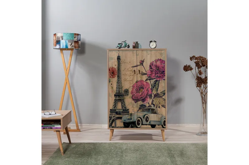 Säilytyskaappi Gillberga 80 cm - Ruskea/Monivärinen/Musta - Säilytys - Kaappi - Säilytyskaappi