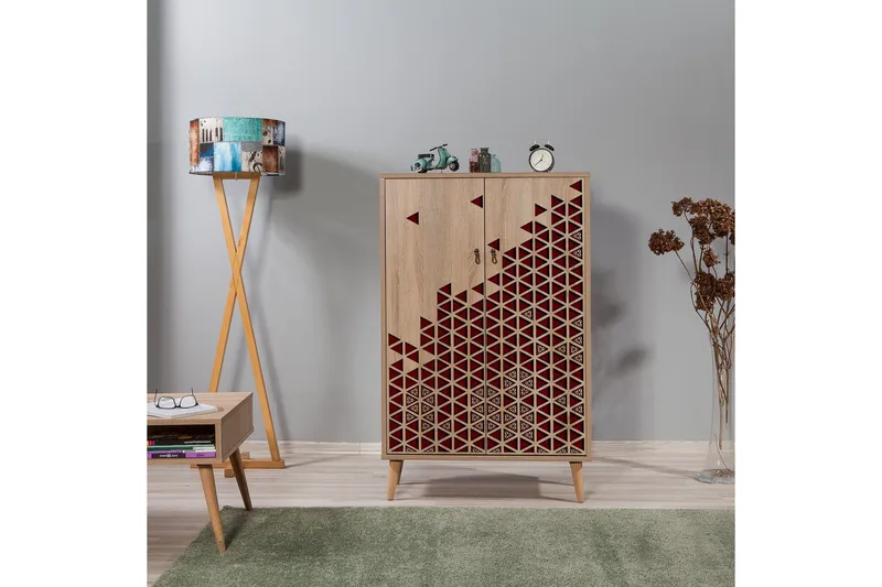 Säilytyskaappi Gillberga 80 cm - Ruskea/Punainen - Säilytys - Kaappi - Säilytyskaappi