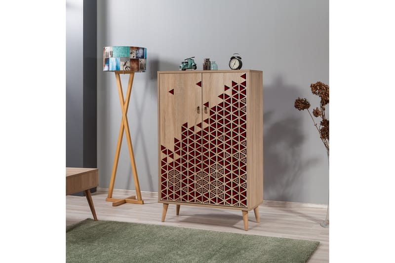 Säilytyskaappi Gillberga 80 cm - Ruskea/Punainen - Säilytys - Kaappi - Säilytyskaappi