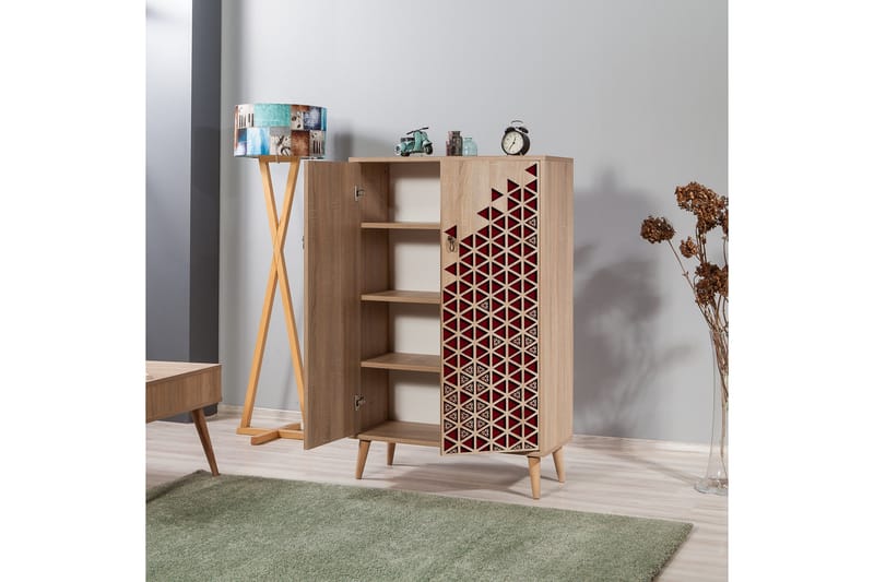 Säilytyskaappi Gillberga 80 cm - Ruskea/Punainen - Säilytys - Kaappi - Säilytyskaappi