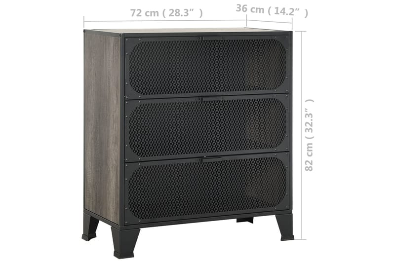 Säilytyskaappi harmaa 72x36x82 cm metalli ja MDF - Harmaa - Säilytys - Kaappi - Säilytyskaappi