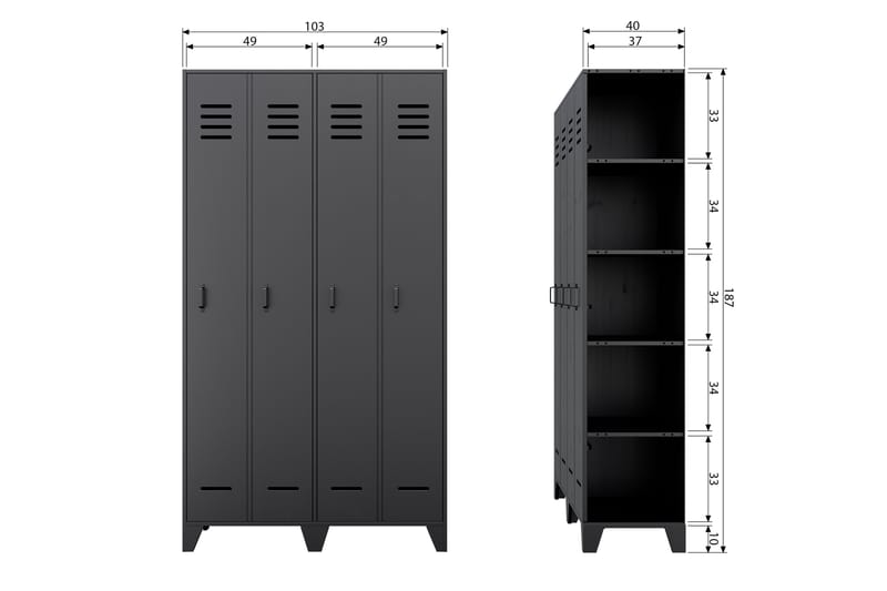 Säilytyskaappi Irnerius 40x103 cm - Musta - Säilytys - Kaappi - Säilytyskaappi