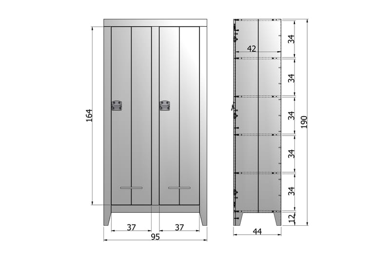 Säilytyskaappi Itoro 95 cm - Teräksenharmaa Mänty - Säilytyskaappi