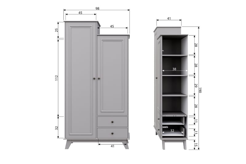 Säilytyskaappi Southwick 98x190 cm - Luonnonvalkoinen - Säilytys - Kaappi - Säilytyskaappi