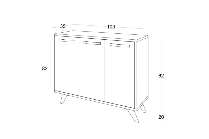 Säilytyskaappi Urgby 100x82 cm - Valkoinen - Säilytys - Kaappi - Säilytyskaappi