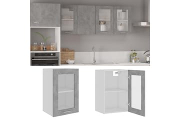 Seinäkaappi lasilla betoninharmaa 40x31x60 cm lastulevy - Harmaa - Säilytys - Kaappi - Säilytyskaappi