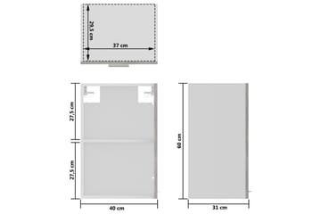 Seinäkaappi lasilla betoninharmaa 40x31x60 cm lastulevy - Harmaa - Säilytys - Kaappi - Säilytyskaappi