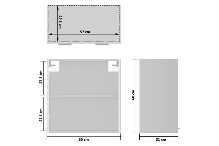 Seinäkaappi lasilla korkeakiilto valkoinen 60x31x60 cm - Valkoinen - Keittiökaappi - Säilytyskaappi