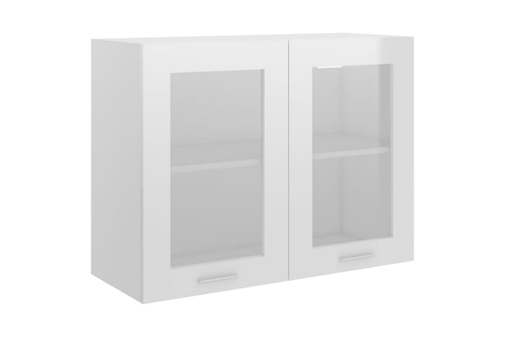 Seinäkaappi lasilla korkeakiilto valkoinen 80x31x60 cm - Valkoinen - Keittiökaappi - Säilytyskaappi