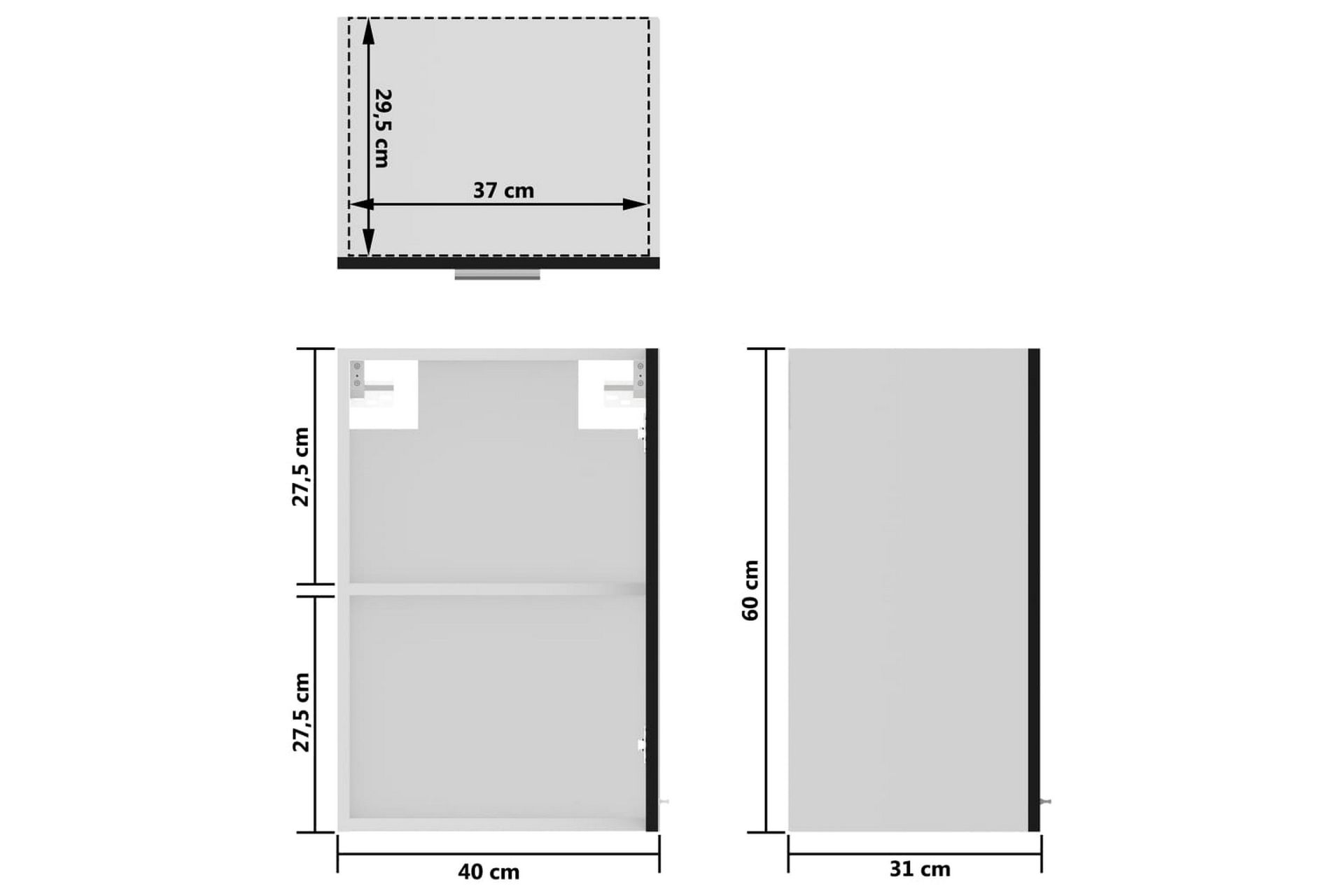 Seinäkaappi lasilla musta 40x31x60 cm lastulevy - Musta - Säilytys - Kaappi - Säilytyskaappi