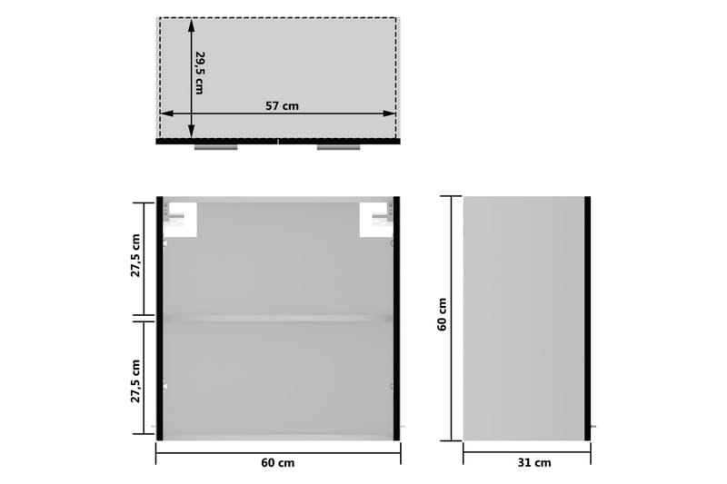 Seinäkaappi lasilla musta 60x31x60 cm lastulevy - Musta - Keittiökaappi - Säilytyskaappi