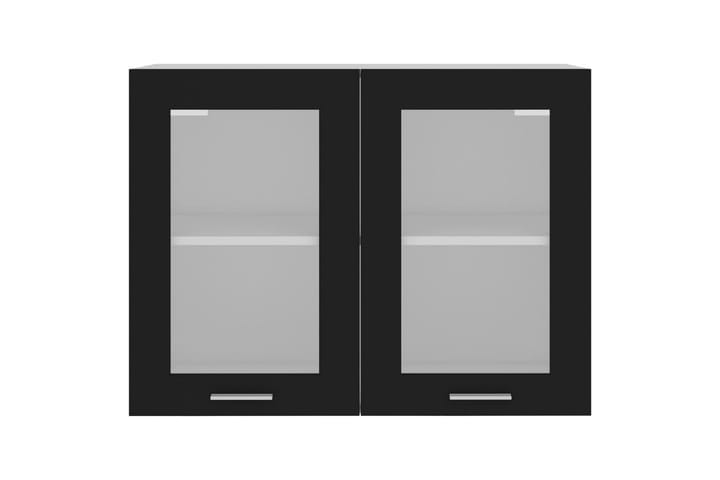 Seinäkaappi lasilla musta 80x31x60 cm lastulevy - Musta - Keittiökaappi - Säilytyskaappi