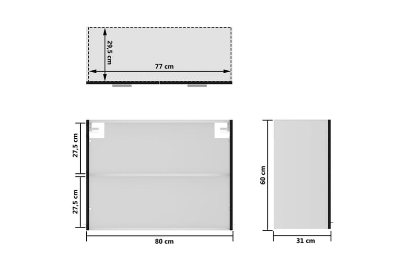 Seinäkaappi lasilla musta 80x31x60 cm lastulevy - Musta - Keittiökaappi - Säilytyskaappi