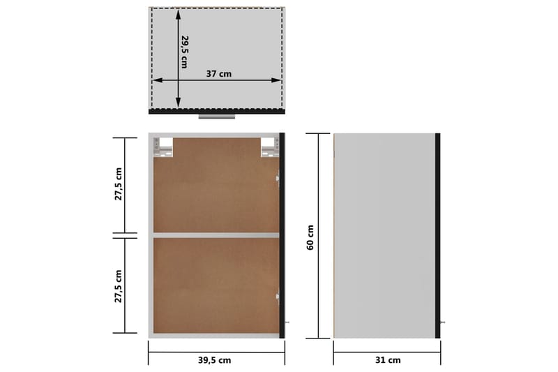 Seinäkaappi musta 39,5x31x60 cm lastulevy - Musta - Keittiökaappi - Säilytyskaappi