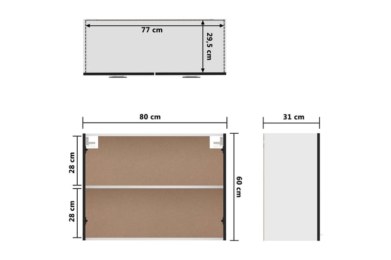 Seinäkaappi musta 80x31x60 cm lastulevy - Musta - Keittiökaappi - Säilytyskaappi