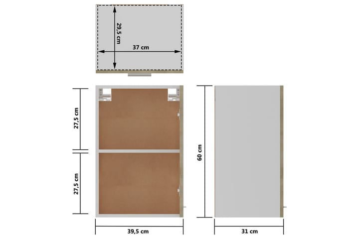 Seinäkaappi Sonoma-tammi 39,5x31x60 cm lastulevy - Ruskea - Keittiökaappi - Säilytyskaappi