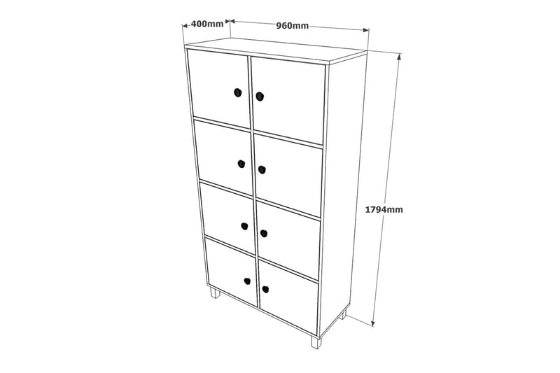 Senkki Dewat 40x96 cm - Tiikki/Antrasiitti - Säilytys - Kaappi - Säilytyskaappi