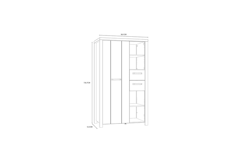 Senkki Havdar 53x91 cm - Ruskea/Musta - Säilytys - Kaappi - Säilytyskaappi