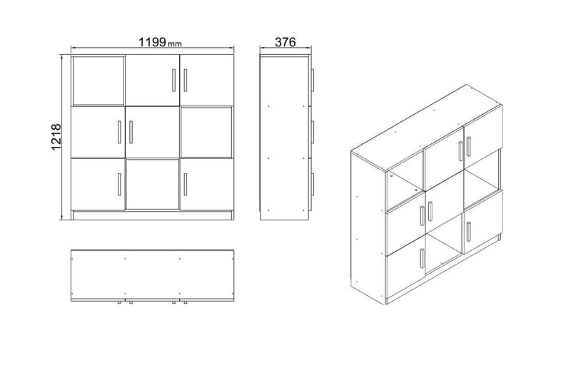 Senkki Rud 38x120 cm - Luonnonväri/Musta - Säilytys - Kaappi - Säilytyskaappi