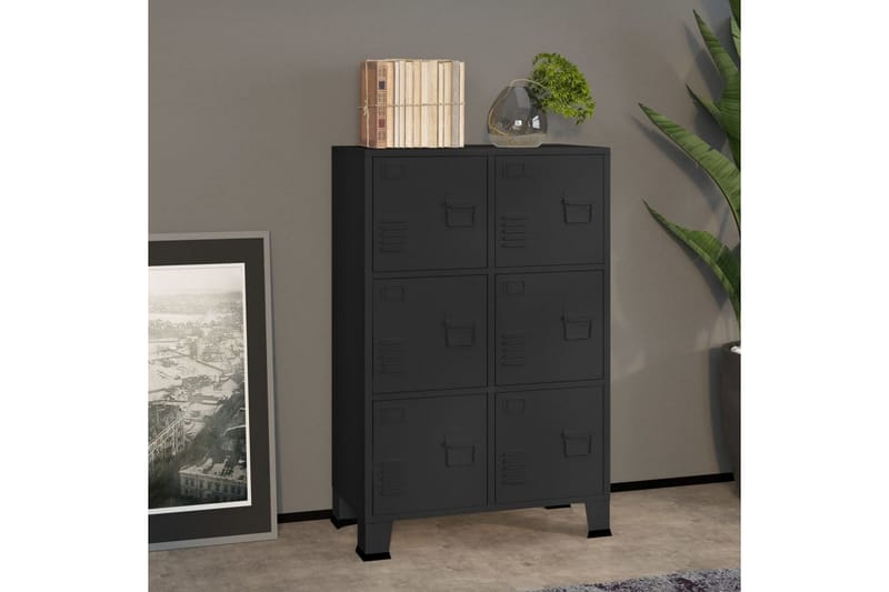 Teollinen arkistokaappi musta 75x40x115 cm metalli - Musta - Säilytys - Kaappi - Säilytyskaappi