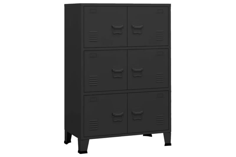Teollinen arkistokaappi musta 75x40x115 cm metalli - Musta - Säilytys - Kaappi - Säilytyskaappi