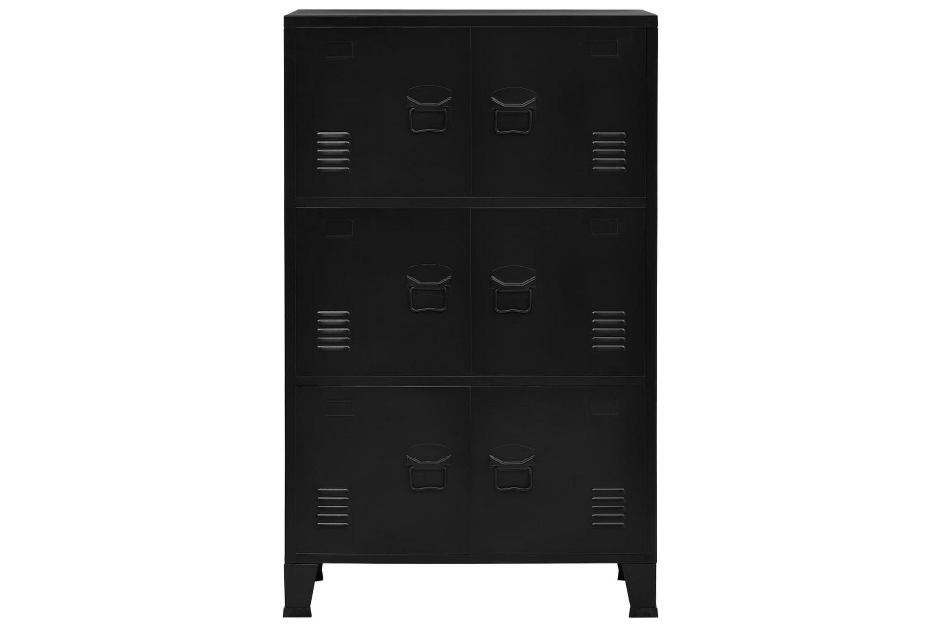 Arkistokaappi 6 ovella teollinen musta 75x40x120 cm teräs - Musta - Säilytys - Kaappi - Säilytyskaappi - Toimistokaappi - Asiakirjakaappi