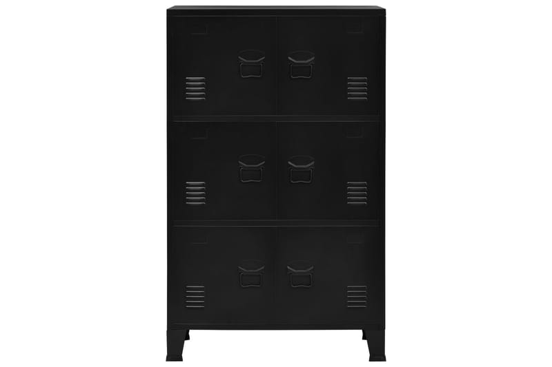 Arkistokaappi 6 ovella teollinen musta 75x40x120 cm teräs - Musta - Säilytys - Kaappi - Säilytyskaappi - Toimistokaappi - Asiakirjakaappi