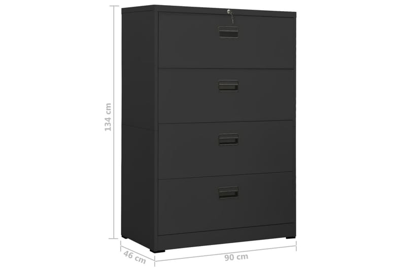 Arkistokaappi antrasiitti 90x46x134 cm teräs - Antrasiitti - Säilytys - Kaappi - Säilytyskaappi - Toimistokaappi - Asiakirjakaappi