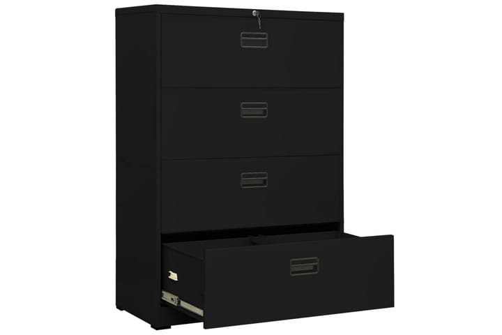 Arkistokaappi musta 90x46x134 cm teräs - Musta - Toimistokalusteet - Asiakirjakaappi