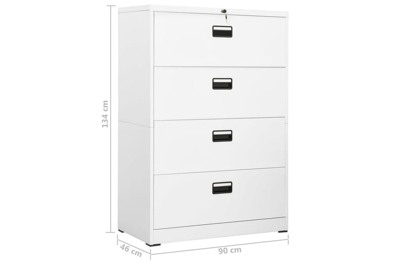 Arkistokaappi valkoinen 90x46x134 cm teräs - Valkoinen - Säilytys - Kaappi - Säilytyskaappi - Toimistokaappi - Asiakirjakaappi