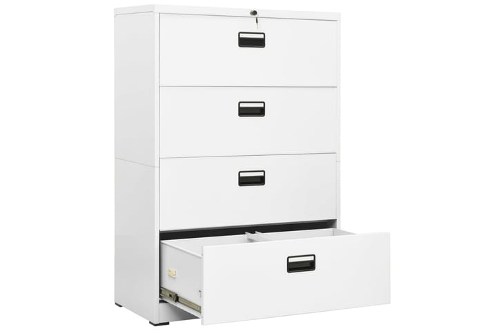 Arkistokaappi valkoinen 90x46x134 cm teräs - Valkoinen - Asiakirjakaappi - Toimistokalusteet