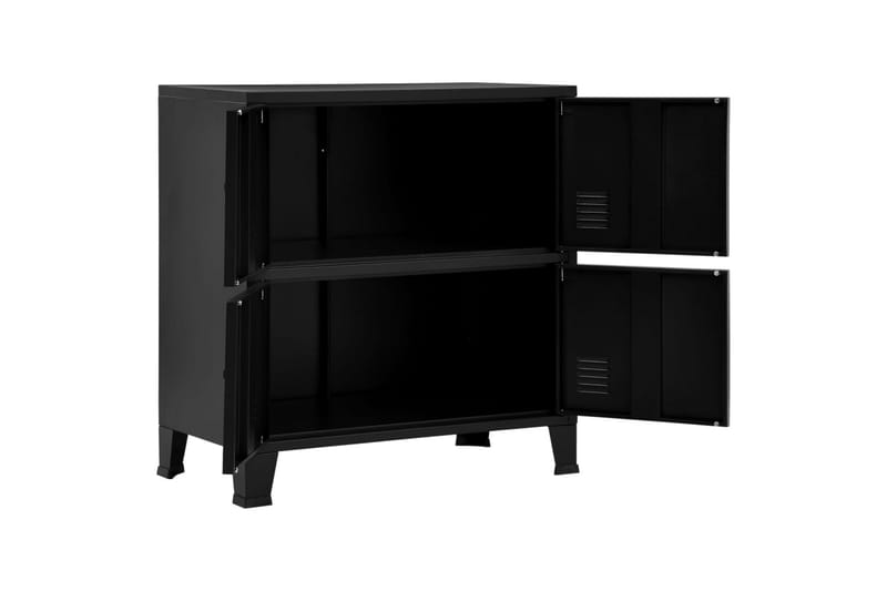 Arkistokaappi 4 ovella teollinen musta 75x40x80 cm teräs - Musta - Säilytys - Kaappi - Säilytyskaappi - Toimistokaappi - Asiakirjakaappi