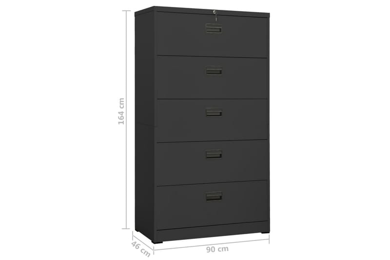 Arkistokaappi antrasiitti 90x46x164 cm teräs - Antrasiitti - Säilytys - Kaappi - Säilytyskaappi - Toimistokaappi - Asiakirjakaappi
